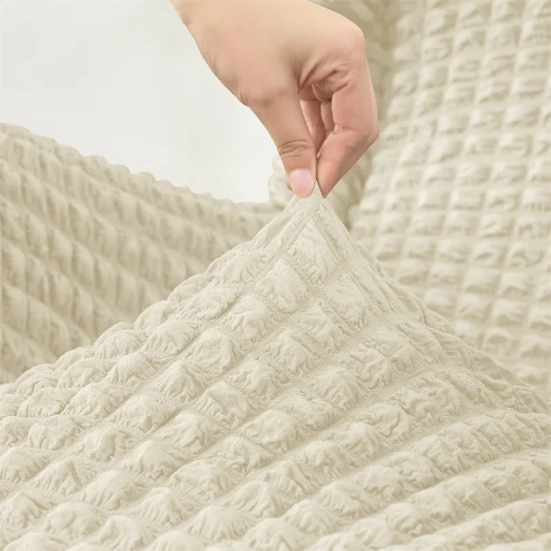 Housse pour fauteuil IKEA Strandmon avec jupe plissée texture gaufrée