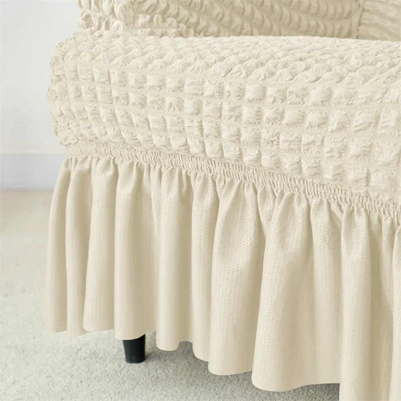 Housse pour fauteuil IKEA Strandmon avec jupe plissée texture gaufrée
