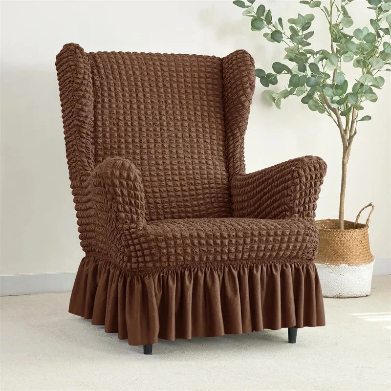 Housse pour fauteuil IKEA Strandmon avec jupe plissée texture gaufrée