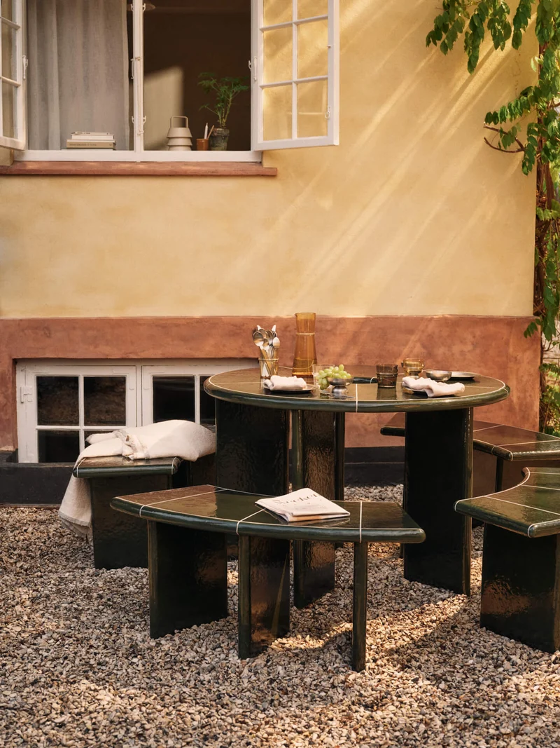 Deya Curved Bench - 110 - Dark Green