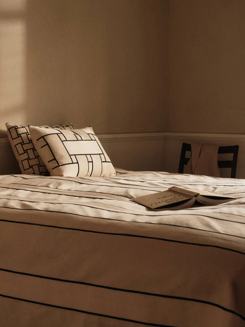 Twill Bedspread - Double - Off-White/Black