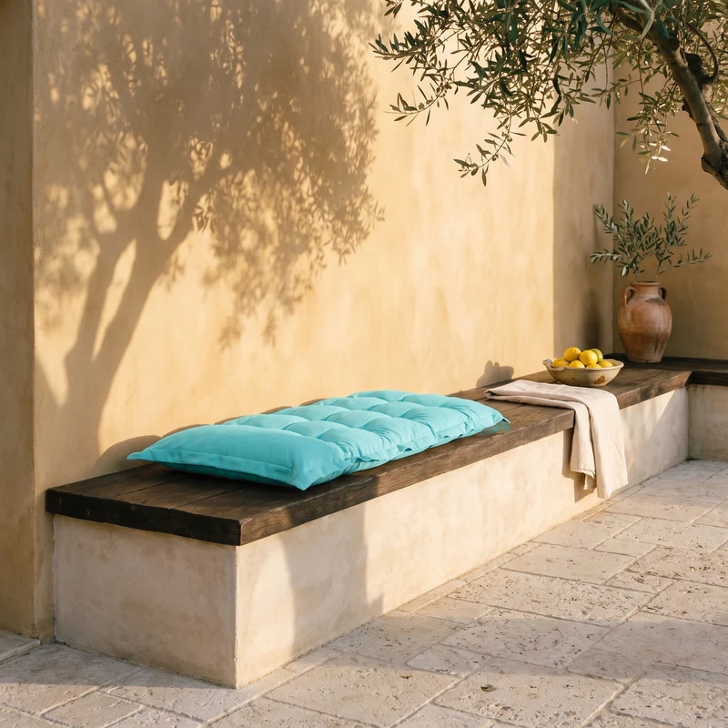 Coussin Banc & Sol Capitonné 120x60 Bleu Caraïbes - Épais 10cm (Polyvalent)