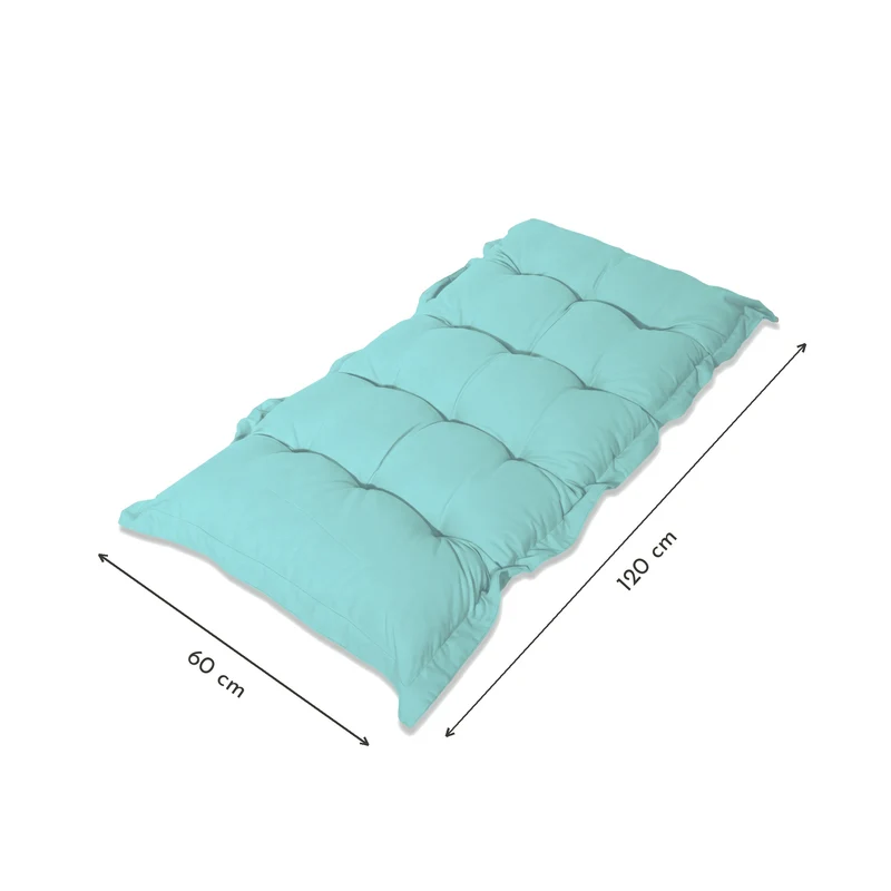Coussin Banc & Sol Capitonné 120x60 Bleu Caraïbes - Épais 10cm (Polyvalent)