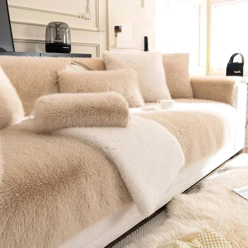 Housses de canapé antidérapantes en fourrure luxueuse douce et raffinée