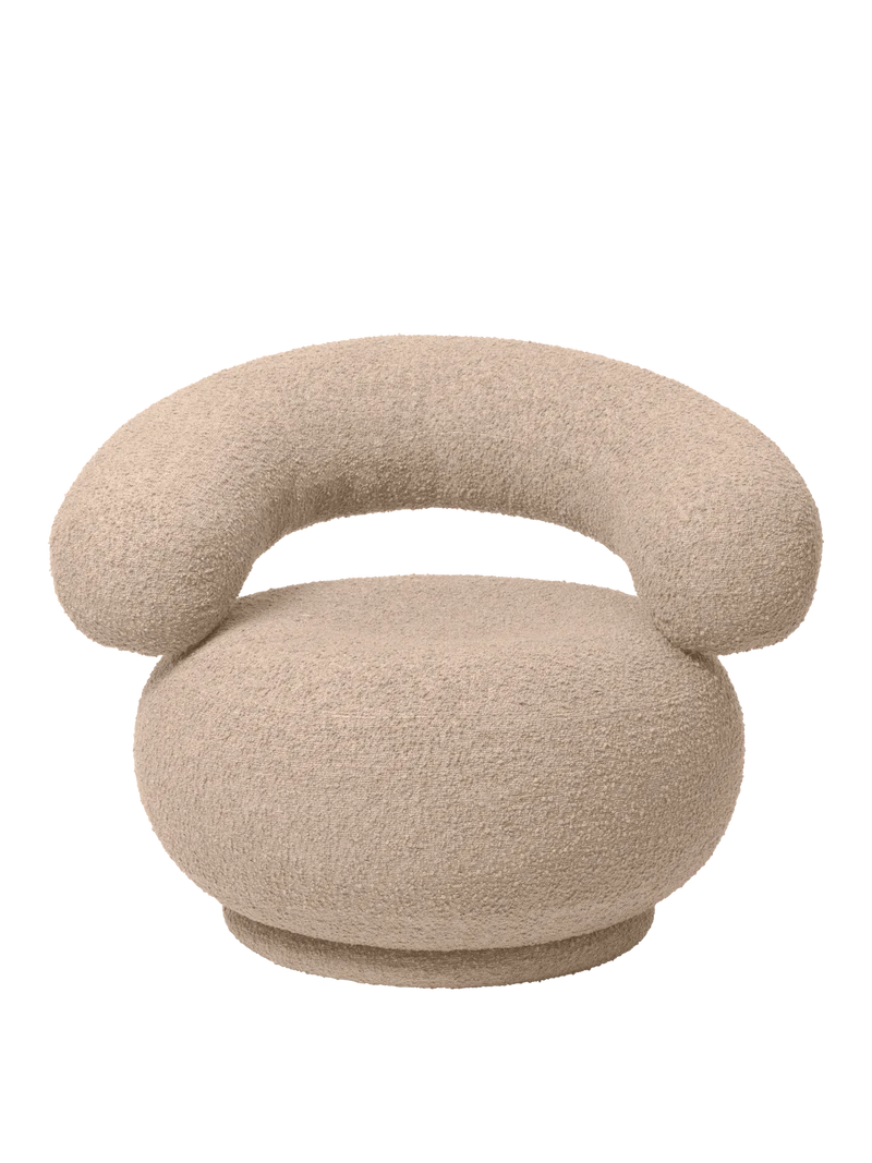 Orbo Lounge Chair - Swivel - Raw Bouclé - Natural