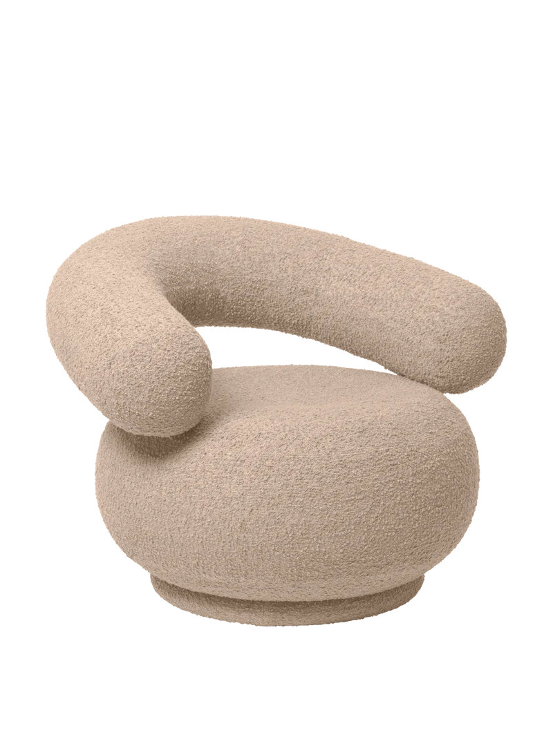 Orbo Lounge Chair - Swivel - Raw Bouclé - Natural