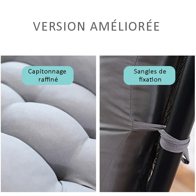 Coussin de chaise unie pour chaise longue, chaise de jardin extérieur, matelassé toutes tailles