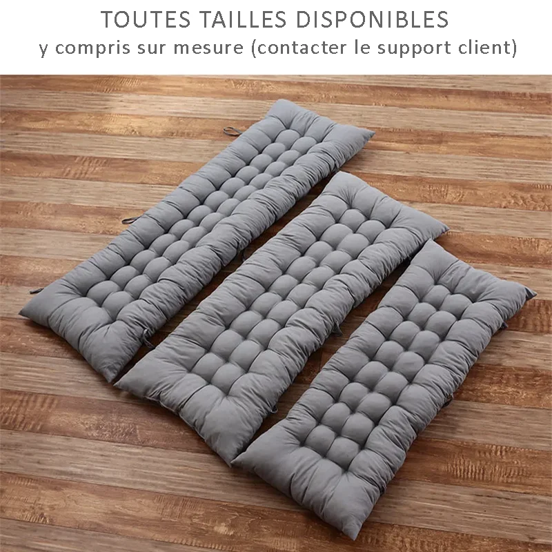 Coussin de chaise unie pour chaise longue, chaise de jardin extérieur, matelassé toutes tailles