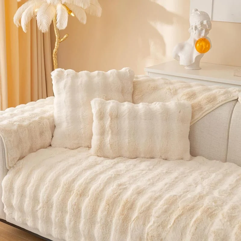 Protège Canapé en Peluche Beige