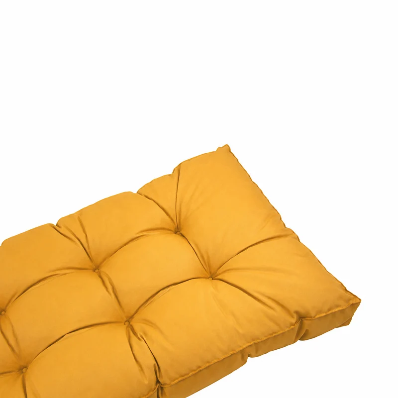 Ensemble Coussins Capitonné 60x60 Jaune - Épais 15cm & Moelleux (Assise + Dossier)