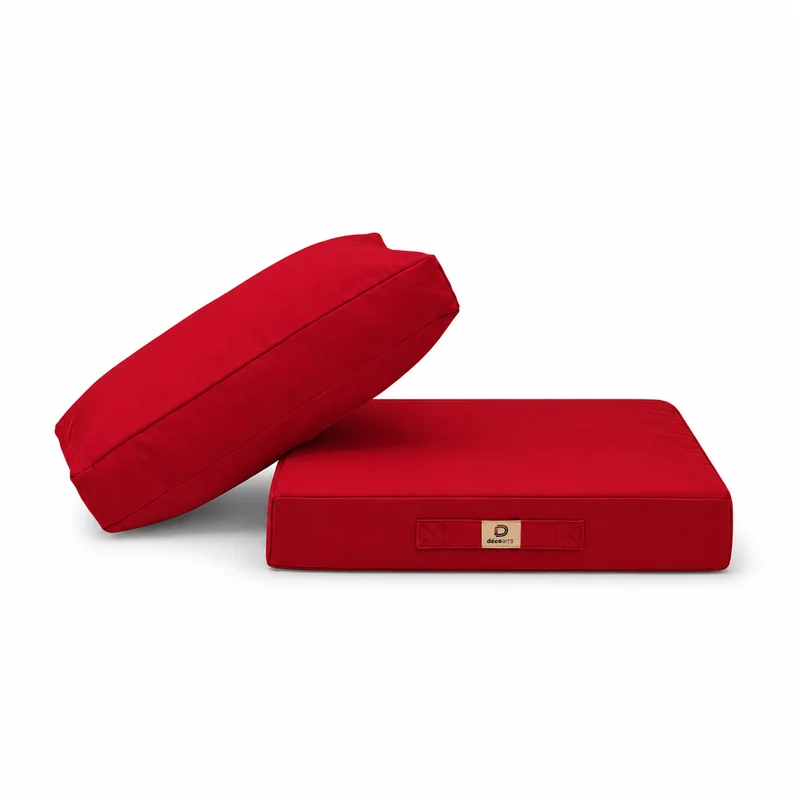 Ensemble Coussins Salon Jardin 60x60 Rouge - Déhoussable & Anti-UV (Assise + Dossier)