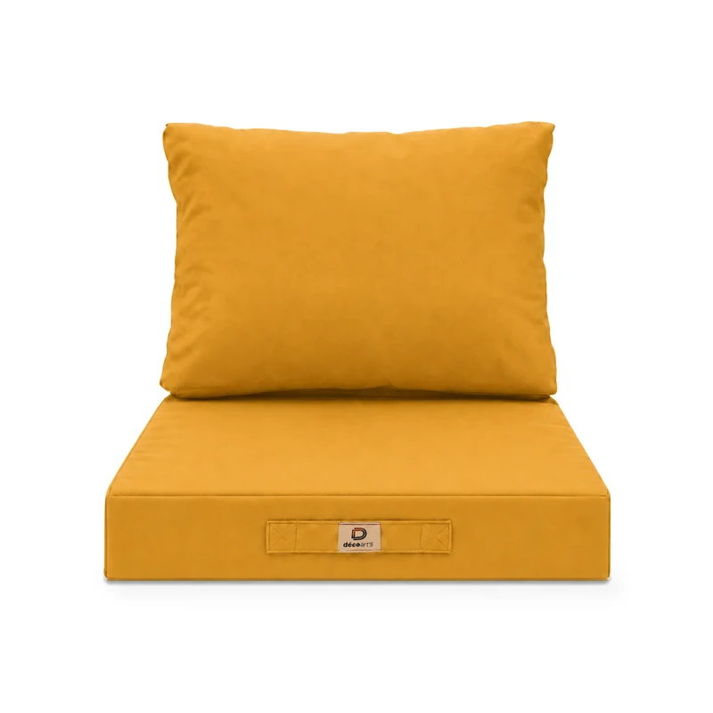 Ensemble Coussins Salon Jardin 60x60 Jaune - Déhoussable & Anti-UV (Assise + Dossier)