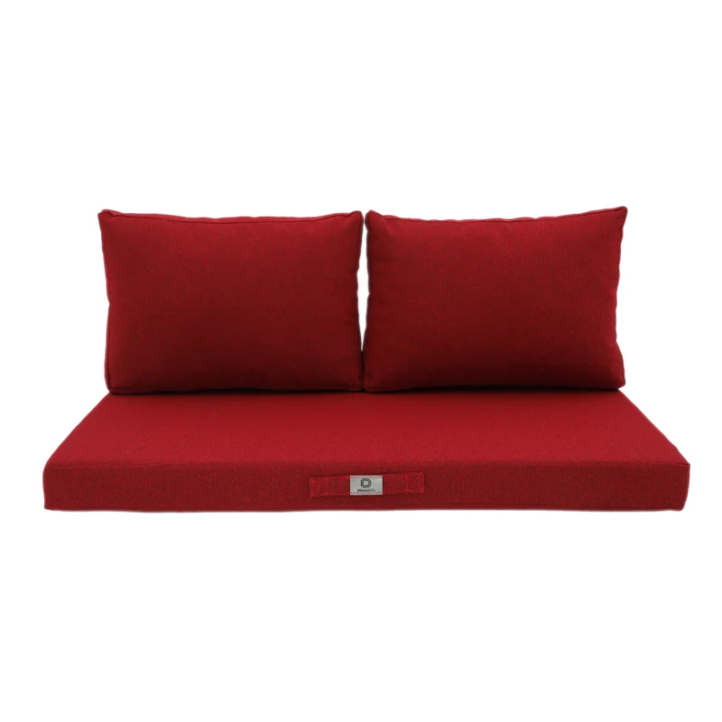 Ensemble Coussins Salon Jardin 120x60 Rouge Bordeaux - 1 Assise + 2 Dossiers (Premium 270g)