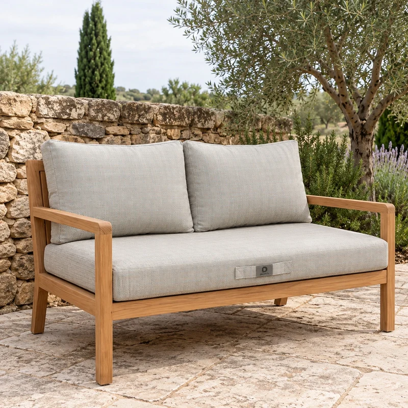 Ensemble Coussins Salon Jardin 120x60 Beige Chiné Turquoise - 1 Assise + 2 Dossiers (Premium 270g)