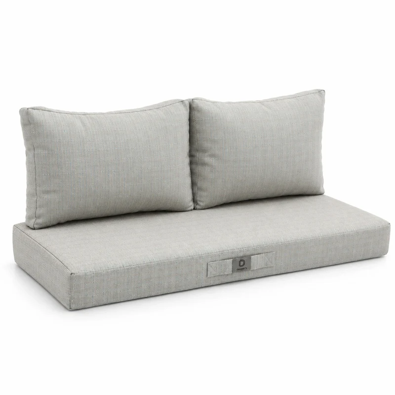 Ensemble Coussins Salon Jardin 120x60 Beige Chiné Turquoise - 1 Assise + 2 Dossiers (Premium 270g)