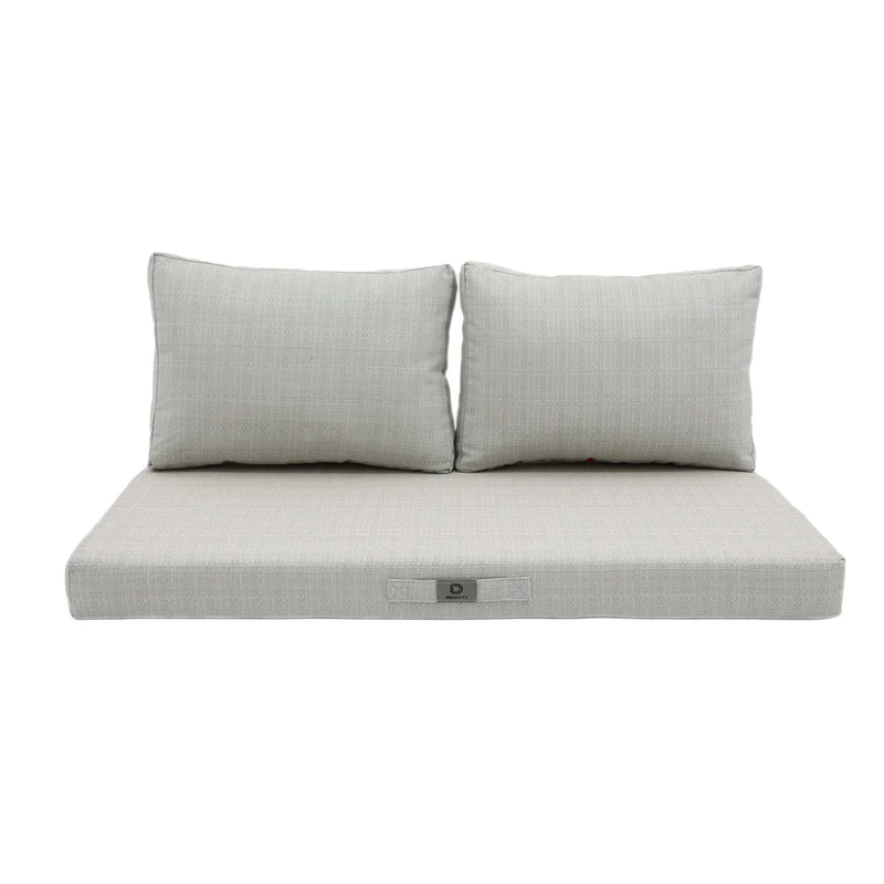 Ensemble Coussins Salon Jardin 120x60 Beige Chiné Turquoise - 1 Assise + 2 Dossiers (Premium 270g)