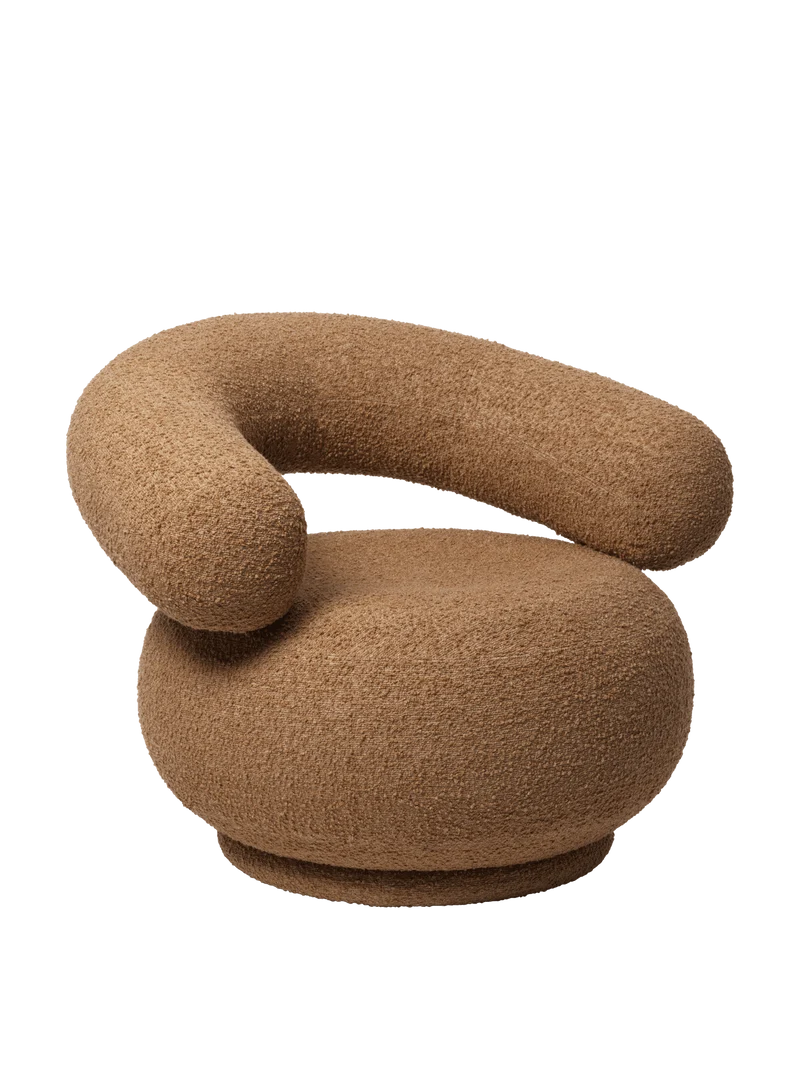 Orbo Lounge Chair - Swivel - Raw Bouclé - Tan