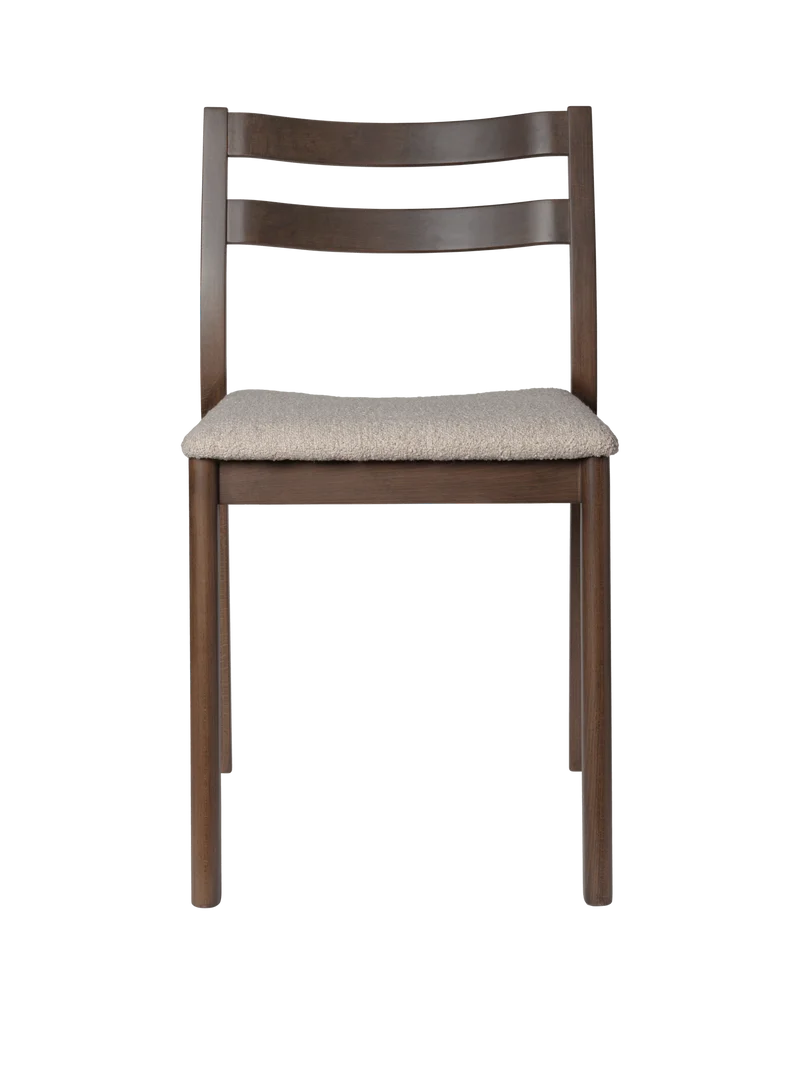 Boda Dining Chair - Upholstered Seat - Soft Bouclé - Dark Stained Beech/Natural