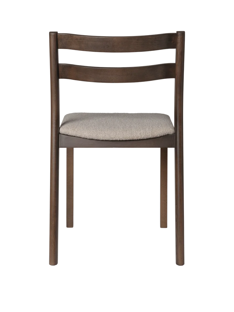 Boda Dining Chair - Upholstered Seat - Soft Bouclé - Dark Stained Beech/Natural
