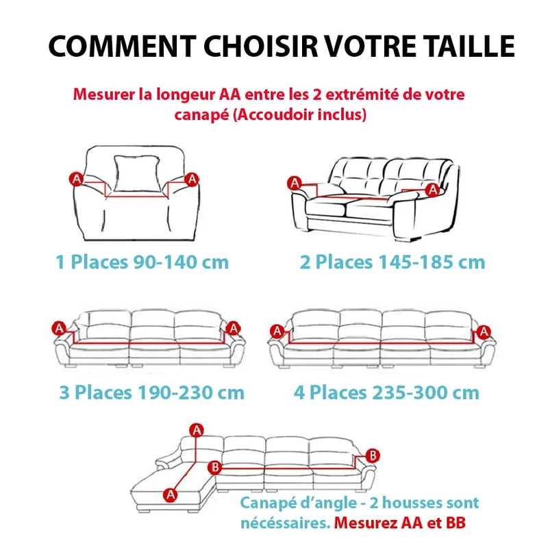 Housses de canapé extensibles couleurs unies et rayures (12 Motifs)