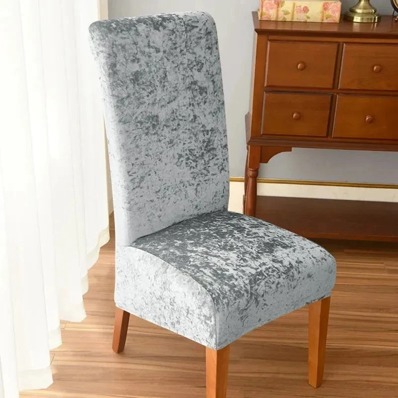 Housses de chaises hautes extensibles en velours brillanté