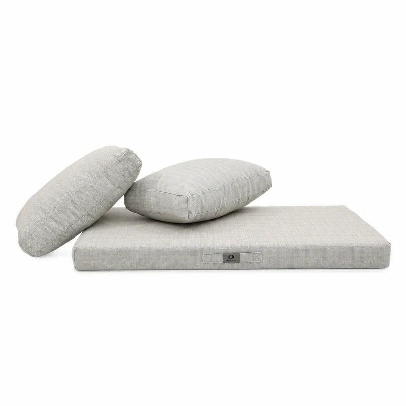 Ensemble Coussins Salon Jardin 100x50 Beige Chiné Turquoise - 1 Assise + 2 Dossiers (Premium 270g)