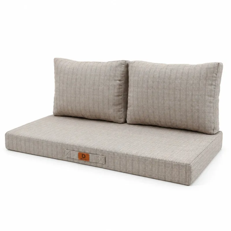 Ensemble Coussins Salon Jardin 100x50 Beige Chiné Noir - 1 Assise + 2 Dossiers (Premium 270g)