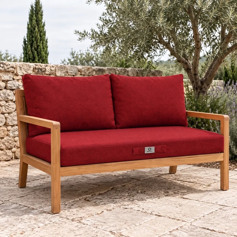 Ensemble Coussins Salon Jardin 100x50 Rouge Bordeaux - 1 Assise + 2 Dossiers (Premium 270g)