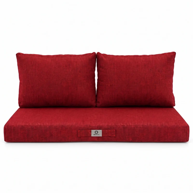 Ensemble Coussins Salon Jardin 100x50 Rouge Bordeaux - 1 Assise + 2 Dossiers (Premium 270g)