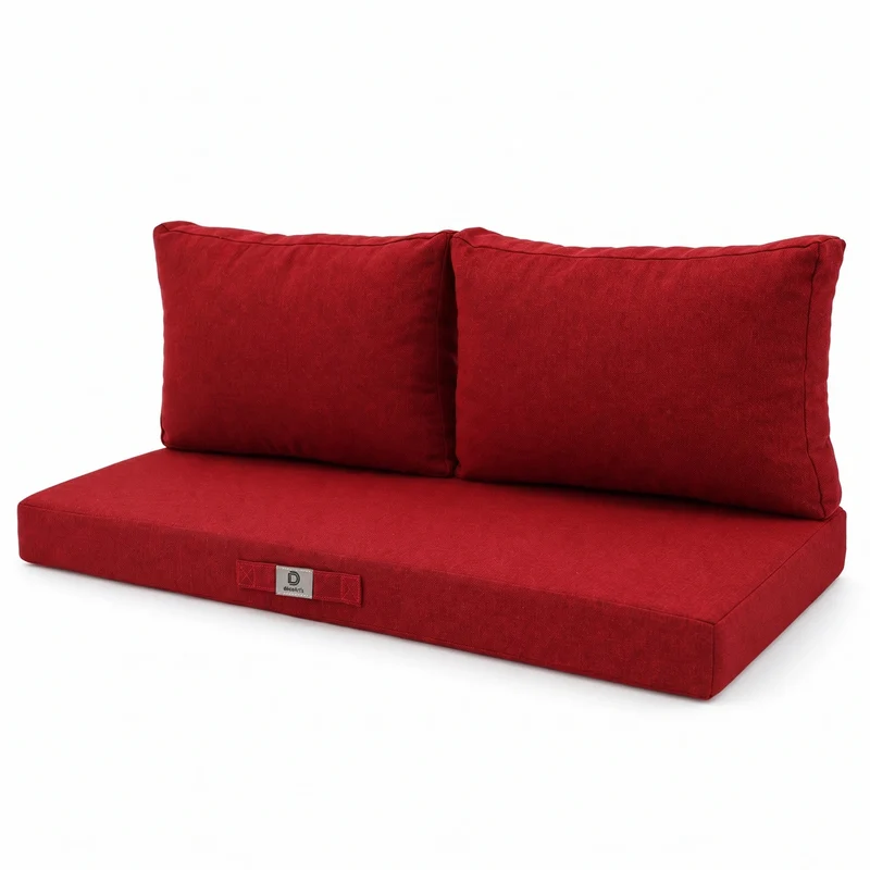 Ensemble Coussins Salon Jardin 100x50 Rouge Bordeaux - 1 Assise + 2 Dossiers (Premium 270g)