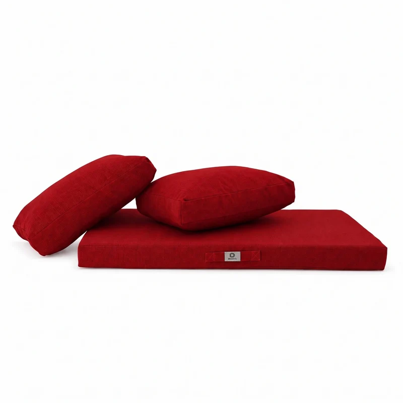 Ensemble Coussins Salon Jardin 100x50 Rouge Bordeaux - 1 Assise + 2 Dossiers (Premium 270g)