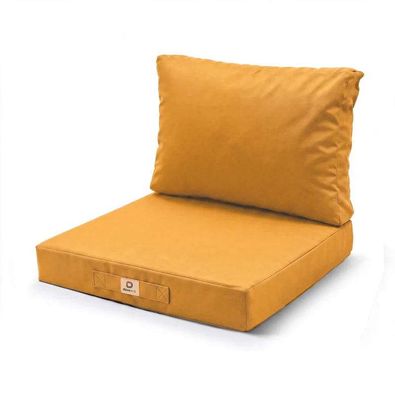 Ensemble Coussins Salon Jardin 50x50 Jaune - Déhoussable & Anti-UV (Assise + Dossier)