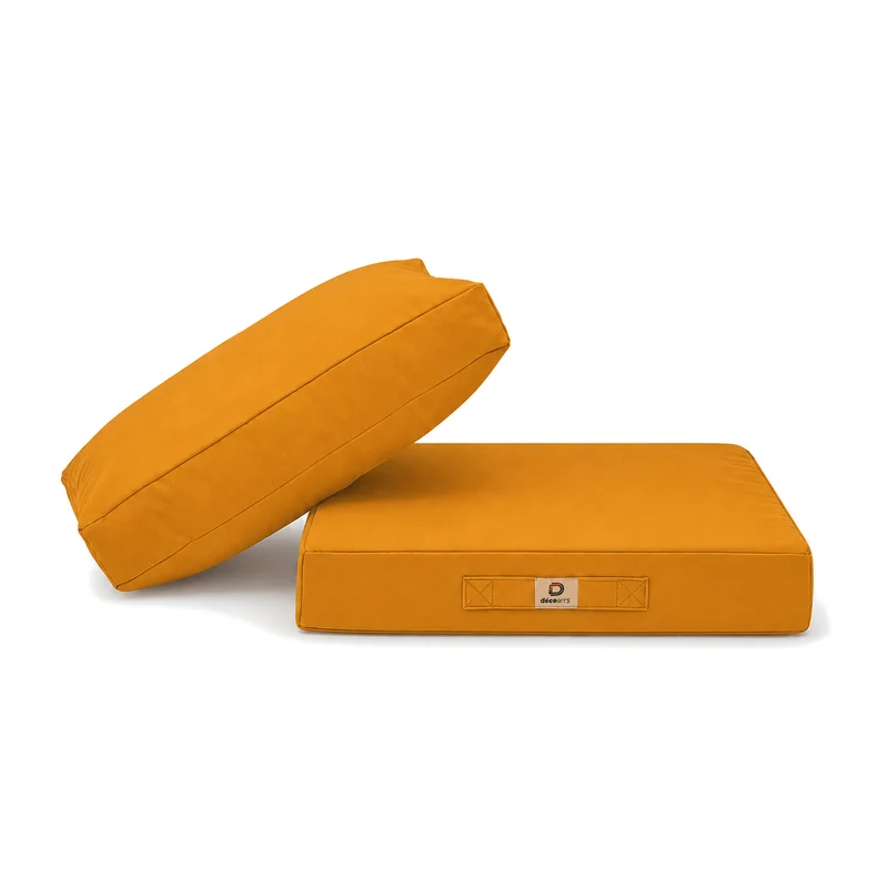 Ensemble Coussins Salon Jardin 50x50 Jaune - Déhoussable & Anti-UV (Assise + Dossier)