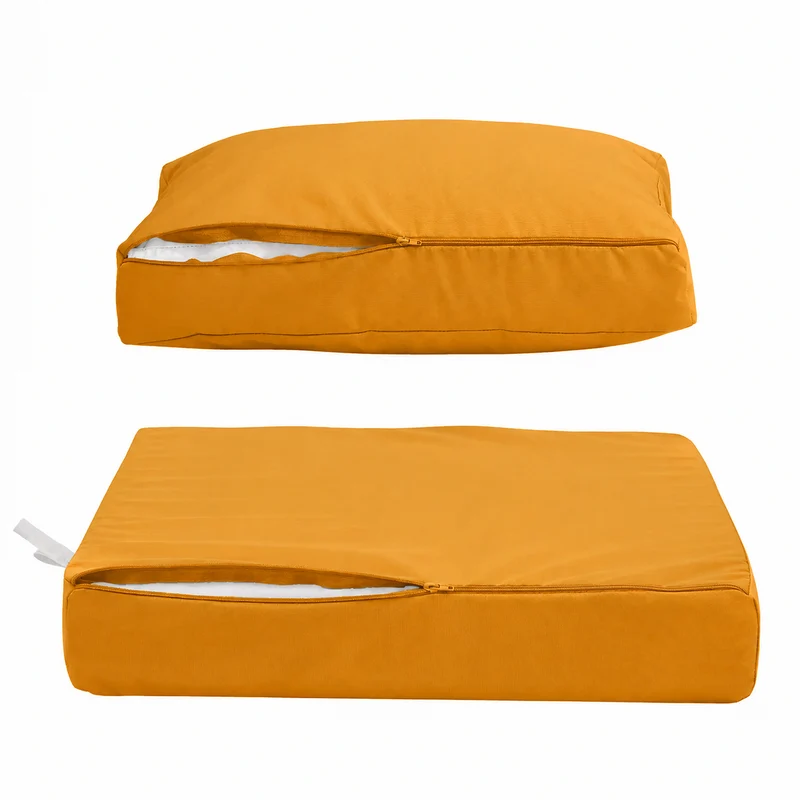 Ensemble Coussins Salon Jardin 50x50 Jaune - Déhoussable & Anti-UV (Assise + Dossier)