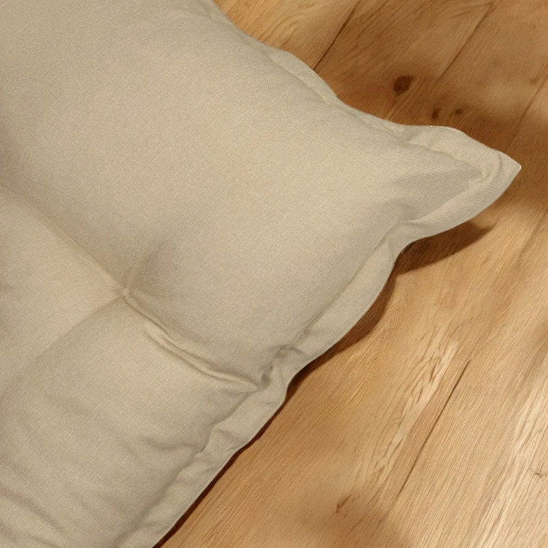 Futon de Sol XXL Effet Lin 195x100 Beige - Épais 15cm (Lit d'Appoint & Détente)