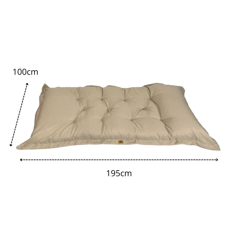 Futon de Sol XXL Effet Lin 195x100 Beige - Épais 15cm (Lit d'Appoint & Détente)