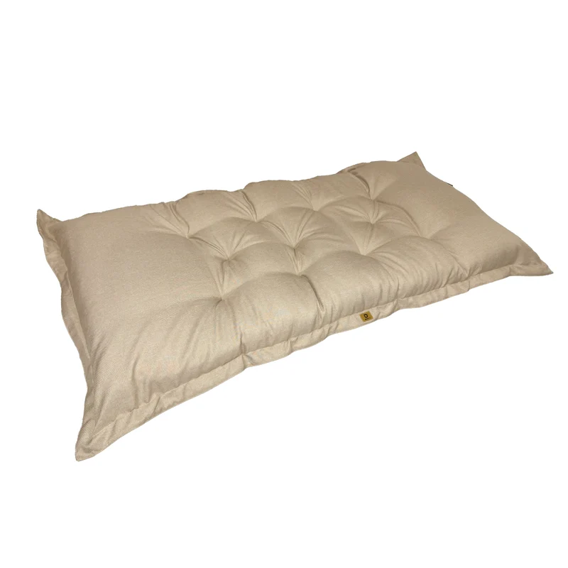 Futon de Sol XXL Effet Lin 195x100 Beige - Épais 15cm (Lit d'Appoint & Détente)