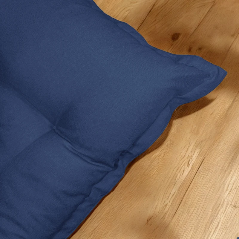 Futon de Sol XXL Effet Lin 195x100 Bleu Indigo - Épais 15cm (Lit d'Appoint & Détente)