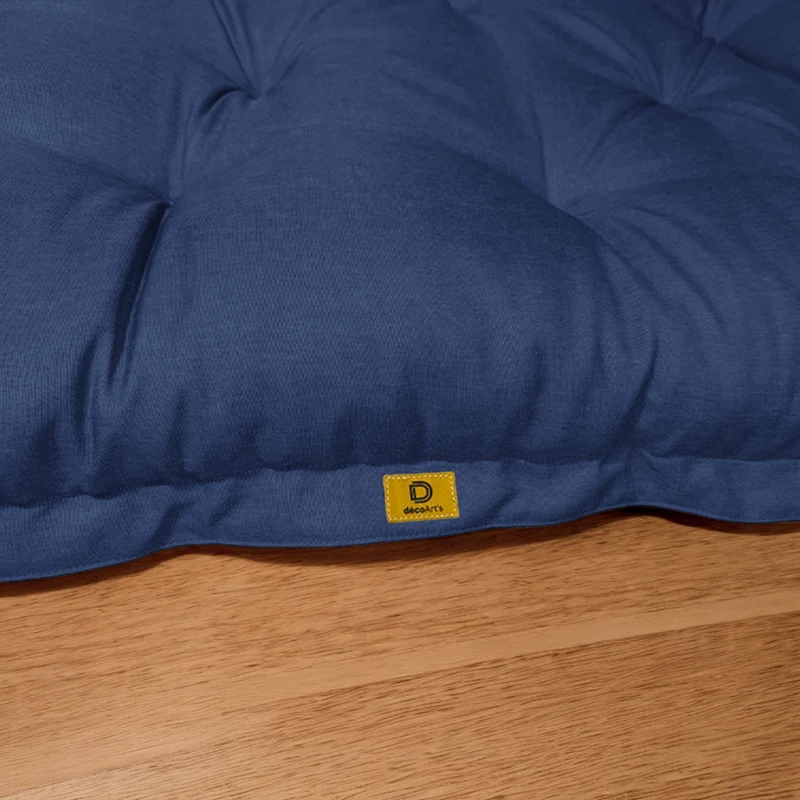 Futon de Sol XXL Effet Lin 195x100 Bleu Indigo - Épais 15cm (Lit d'Appoint & Détente)