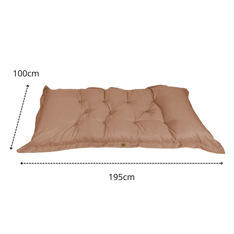Futon de Sol XXL Effet Lin 195x100 Marron - Épais 15cm (Lit d'Appoint & Détente)