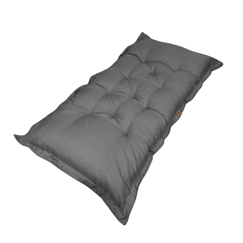 Futon de Sol XXL Effet Lin 195x100 Gris Chiné - Épais 15cm (Lit d'Appoint & Détente)