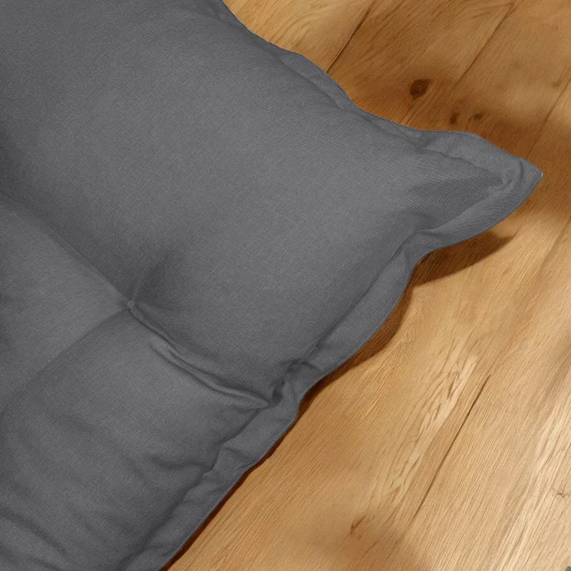 Futon de Sol XXL Effet Lin 195x100 Gris Chiné - Épais 15cm (Lit d'Appoint & Détente)