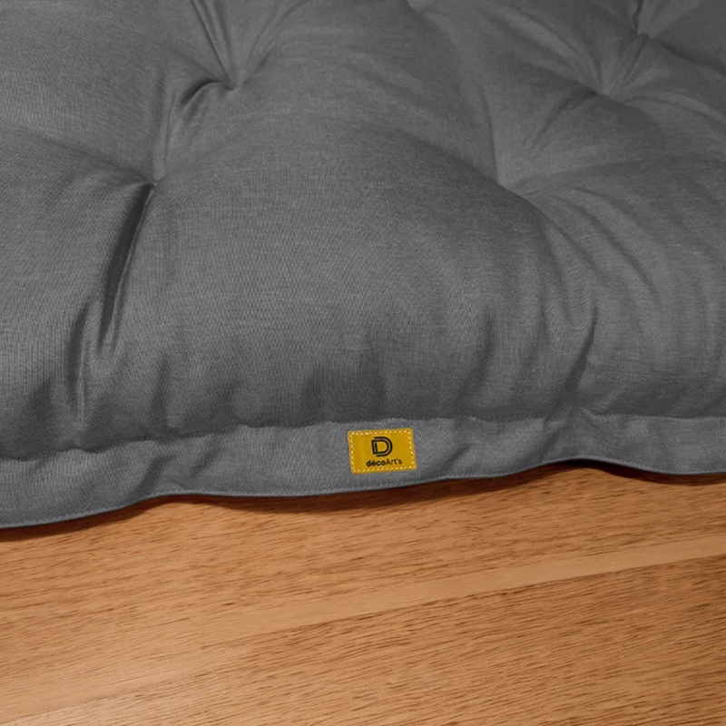 Futon de Sol XXL Effet Lin 195x100 Gris Chiné - Épais 15cm (Lit d'Appoint & Détente)