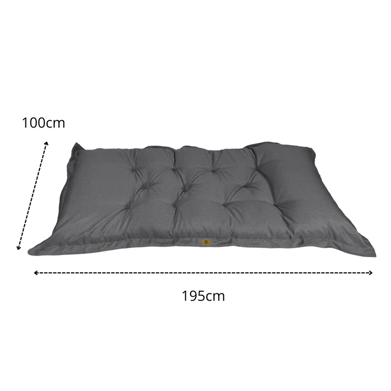 Futon de Sol XXL Effet Lin 195x100 Gris Chiné - Épais 15cm (Lit d'Appoint & Détente)