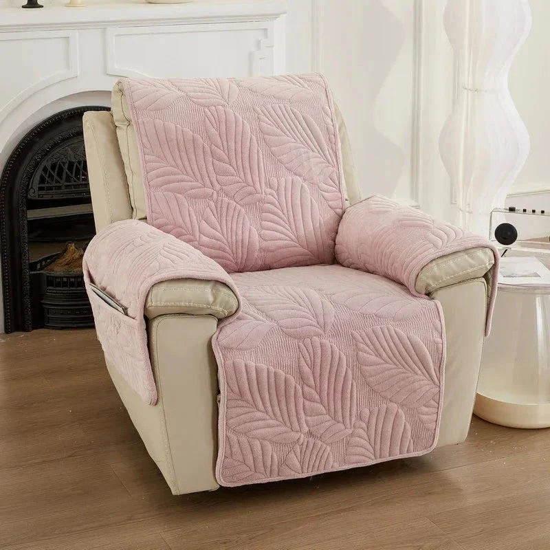 Housse pour fauteuil relax en velours matelassé antidérapante texture hibiscus