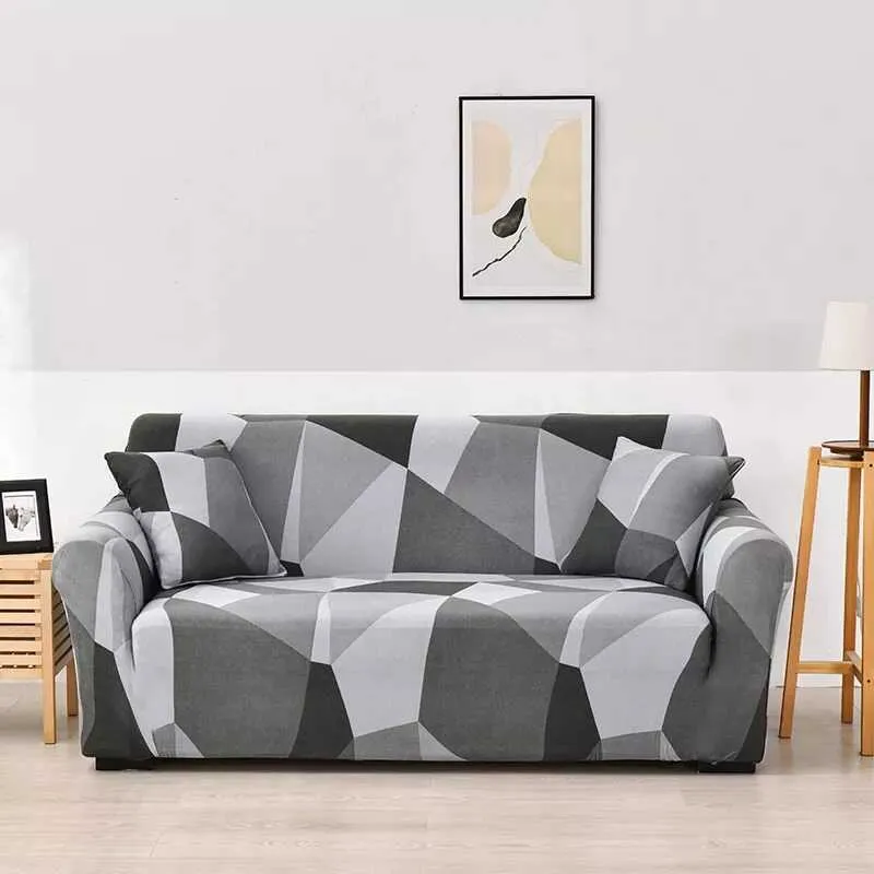 Housse Canapé d'Angle Universelle à Motifs Géométrique - Tissu Extensible