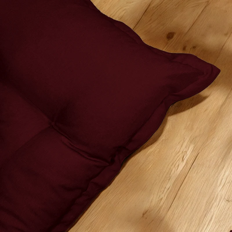 Futon de Sol XXL Effet Lin 195x100 Prune - Épais 15cm (Lit d'Appoint & Détente)