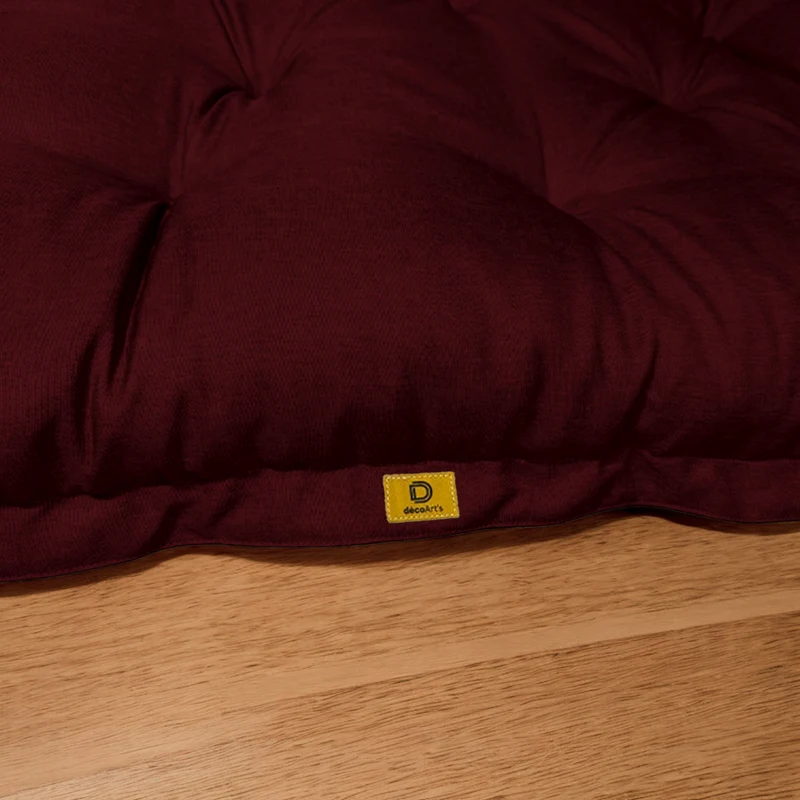 Futon de Sol XXL Effet Lin 195x100 Prune - Épais 15cm (Lit d'Appoint & Détente)