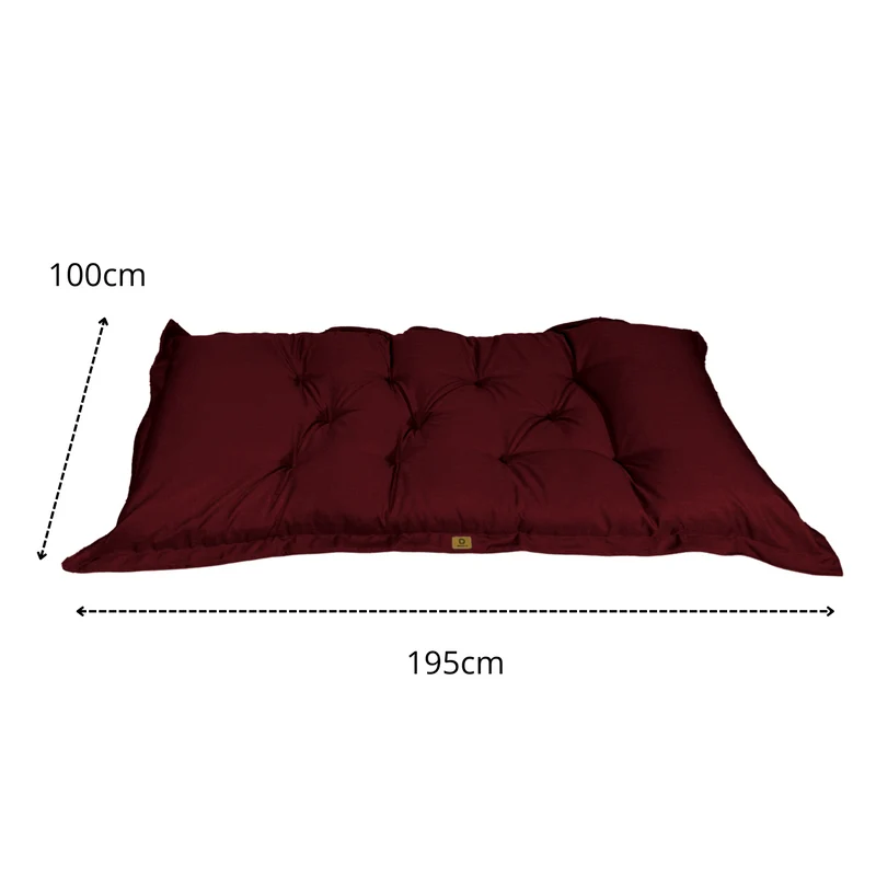 Futon de Sol XXL Effet Lin 195x100 Prune - Épais 15cm (Lit d'Appoint & Détente)