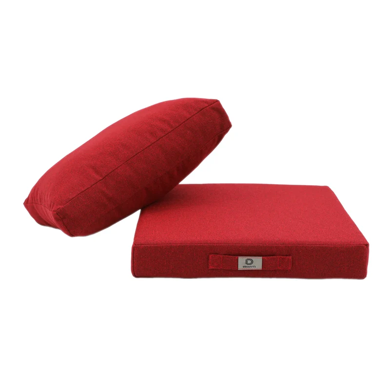 Ensemble Coussins Salon Jardin 50x50 Rouge Bordeaux - Assise + Dossier (Premium 270g)